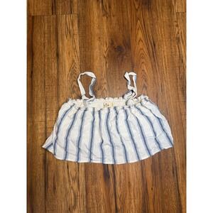 Hollister California Blue White Striped Smocked Crop Top Camisole Small